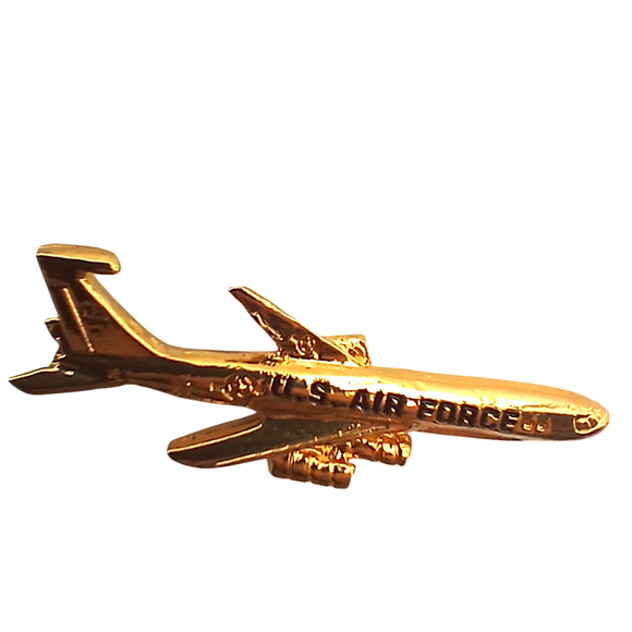 U.S. Air Force Jet Lapel Pin Gold Tone Military Bomber Tie Tack Aviation Gift - Picture 4 of 11